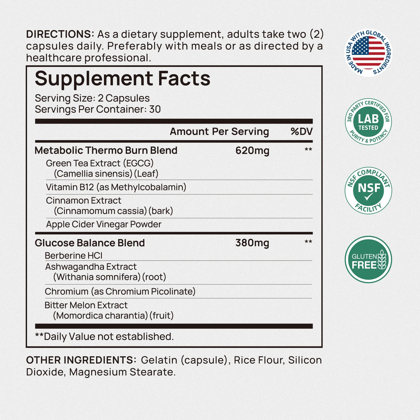 Selerb GLP-1 Supplement for Women & Men 2 Bottles -(60 Servings)